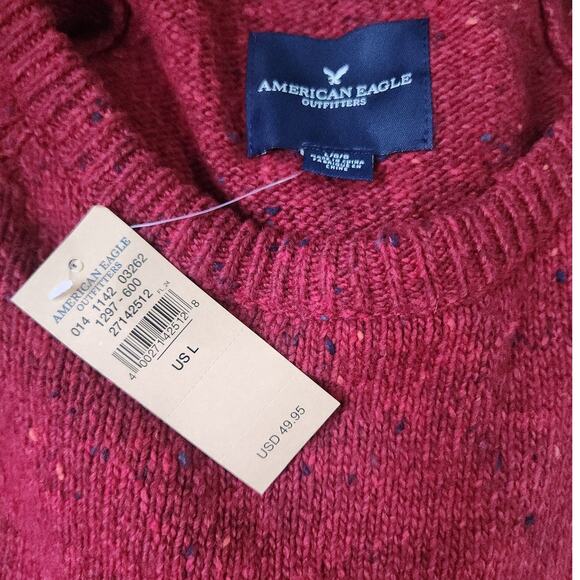 American Eagle Knit Sweater Men's L Red Pullover Crewneck Long Sleeve NWT - Picture 4 of 8